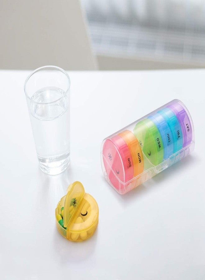 Rabbonix Portable Medicine Organizer Box Tablets Container Case Travel Pill Box For 07 days | Clear Multicolor | 01 Pcs - Image 3
